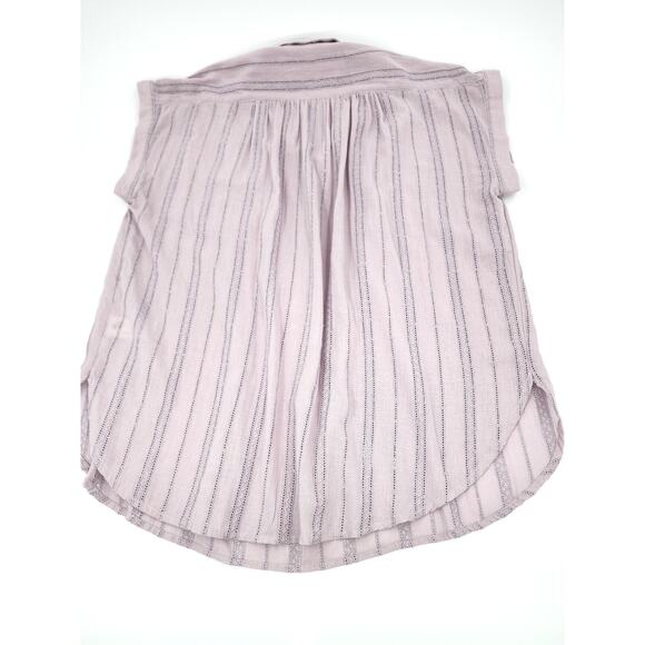 Lucky Brand Lavender Button Front Cotton Blouse Short Sleeve Size M - Picture 6 of 6